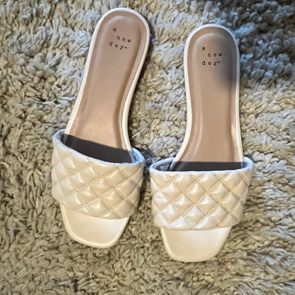 Target - A New Day white quilted sandals worn once